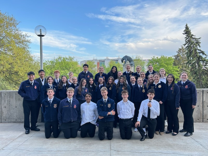 Cashmere FFA students in Pullman last May for State competitions take a photo together before awards are given.