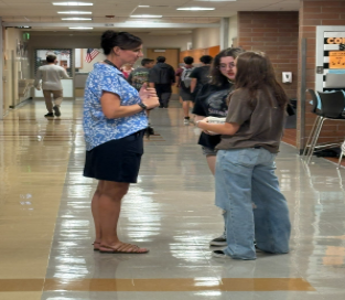 Mrs. Carlson is always helping students and answering short questions.