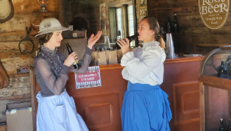 "Cheers to the past! Enjoying a sweet soda in a vintage setting."

