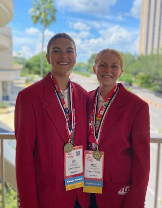 Emily Swanson (right) and Kate Croci (left) at nationals in Orlando, Florida.