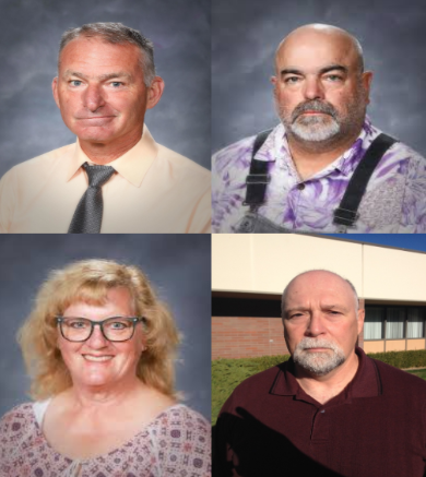 Photos of “senior” staff members, top left: Jeff Kenoyer, top right: Jed Odenrider, bottom left: Karen Blomquist, and bottom right: John Durheim