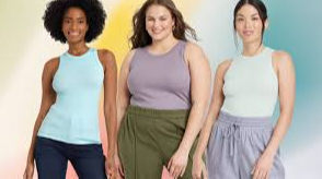 3 different body types displaying the way a tank top looks on different people.