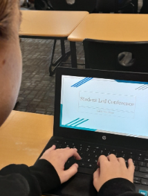 Students work on their projects for the upcoming student-led conference.