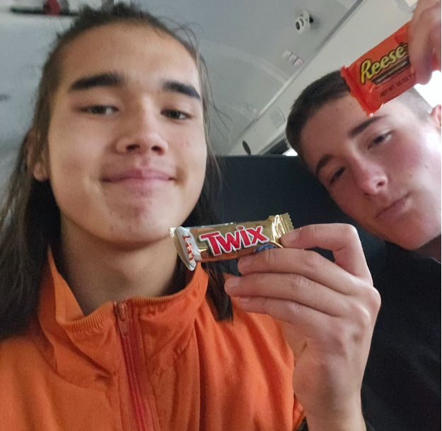 Emmett Brown and Oscar Green show off their favorite candies.