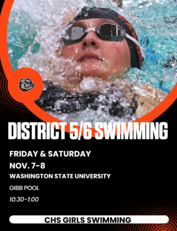 Infographic from the Cashmere High School website for girls swim districts.