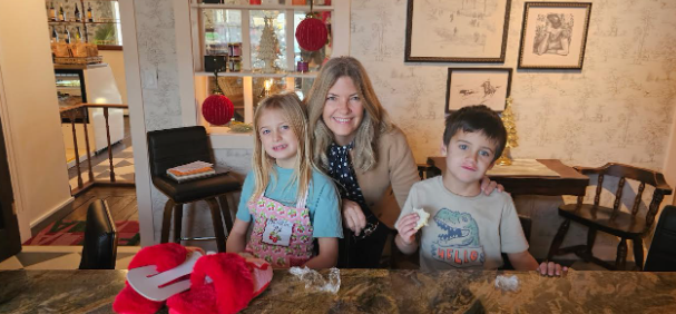 Heidi and her oldest grandchildren in HoneyHour Market’s rentable commercial kitchen.