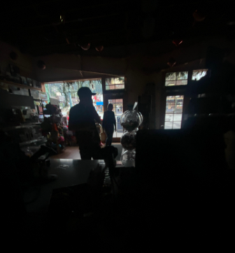 Claire Piestrup during the power outage at her work in Leavenworth.

