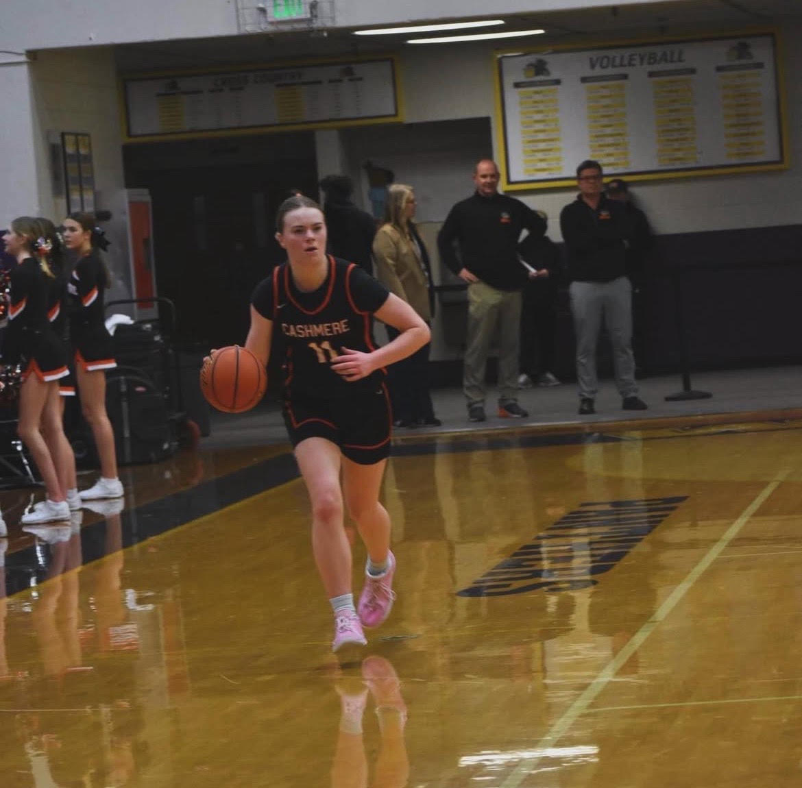 Junior Addie Talley dribbles the ball up the court as she leads the Bulldogs into the season.