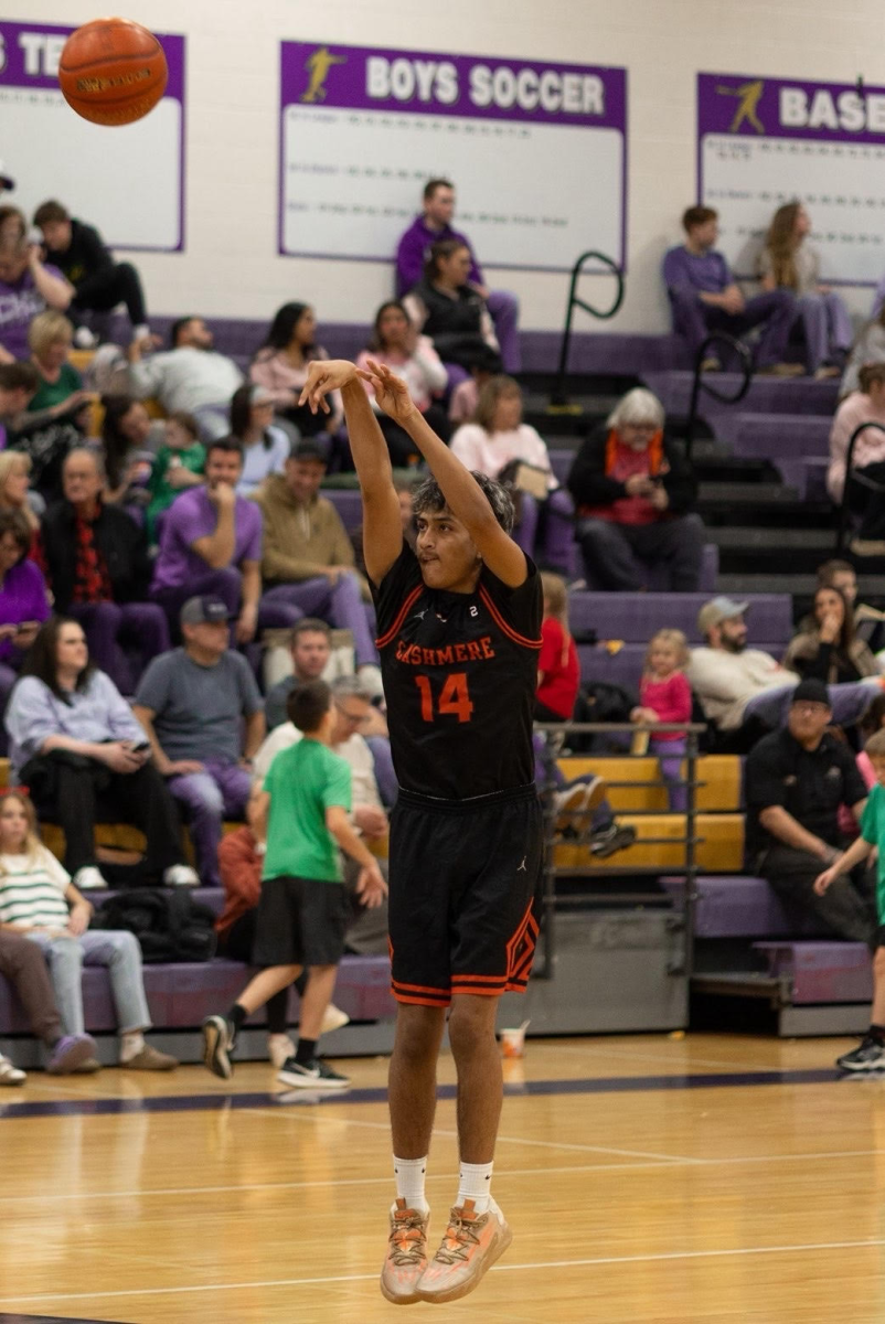 Senior Deangelo Gutierrez shooting a 3